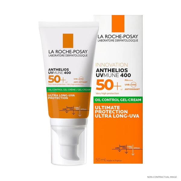 La Roche-Posay Anthelios UVMUNE400 Oil Control Invisible SPF50+ Peau Mixte à Grasse Acnéique | 50ml = Effaclar Gel Miniture Offert