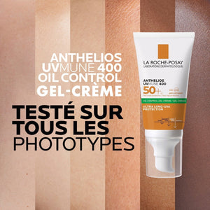 La Roche-Posay Anthelios UVMUNE400 Oil Control Invisible SPF50+ Peau Mixte à Grasse Acnéique | 50ml = Effaclar Gel Miniture Offert