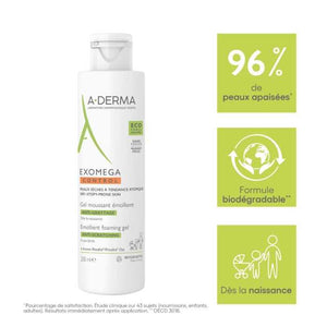 ADERMA EXOMEGA CONTROL GEL MOUSSANT EMOLLIENT VISAGE CORPS 200 ML