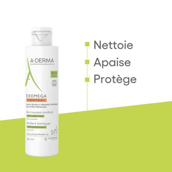 ADERMA EXOMEGA CONTROL GEL MOUSSANT EMOLLIENT VISAGE CORPS 200 ML