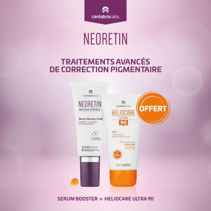 CANTABRIA OFFRE NEORETIN DISCROM CONTROL SERUM BOOSTER FLUID 30 ML + CANTABRIA HELIOCARE ULTRA 90 GEL SPF 50 50 ML OFFERT