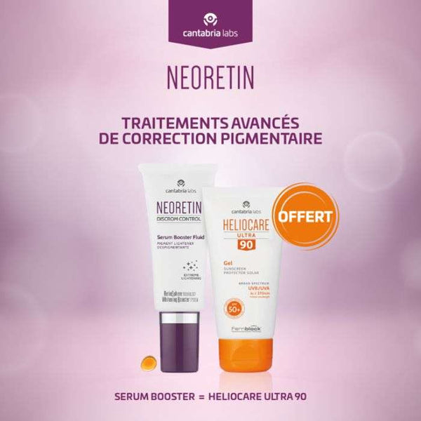 CANTABRIA OFFRE NEORETIN DISCROM CONTROL SERUM BOOSTER FLUID 30 ML + CANTABRIA HELIOCARE ULTRA 90 GEL SPF 50 50 ML OFFERT