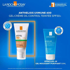 LA ROCHE POSAY OFFRE ANTHELIOS UVMUNE 400 GEL CREME OIL CONTROL TEINTE SPF 50 + GEL MOUSSANT 50ML OFFERT