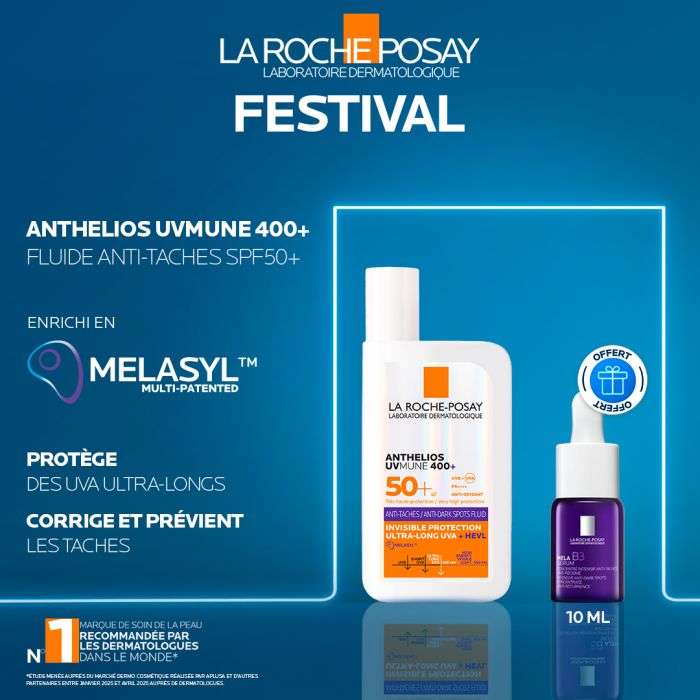 LA ROCHE POSAY OFFRE WEB ANTHELIOS UVMUNE 400 FLUIDE ANTI TACHES SPF50+ 50 ML + MELA B3 SERUM 10ML OFFERT