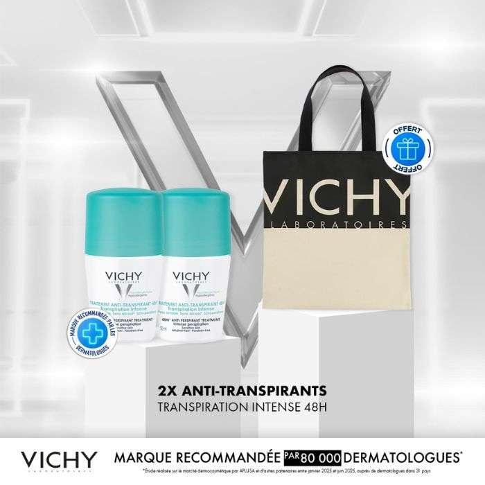 VICHY OFFRE 2 DEODORANTS TRANSPIRATION INTENSE 48H+ SAC VICHY OFFERT