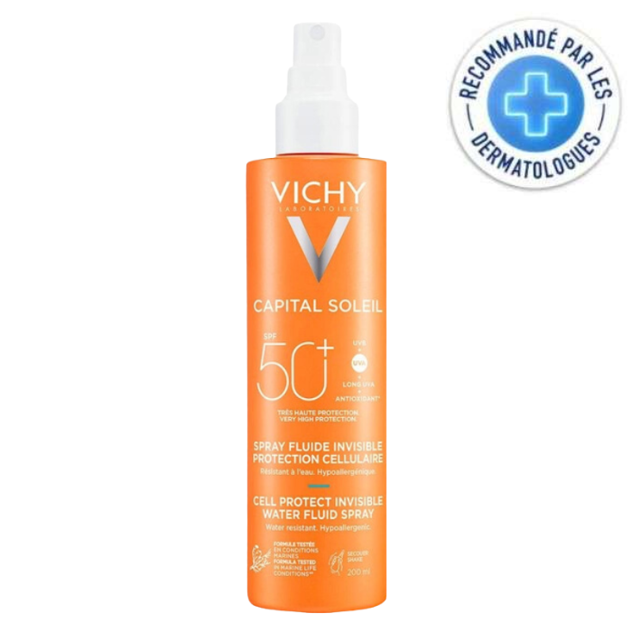 VICHY OFFRE CAPITAL SOLEIL SPRAY FLUIDE INVISIBLE SPF 50+ 200ML + SAC OFFERT