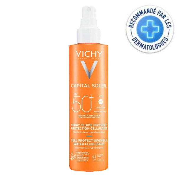 VICHY OFFRE CAPITAL SOLEIL SPRAY FLUIDE INVISIBLE SPF 50+ 200ML + SAC OFFERT